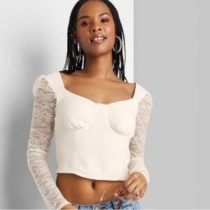 NWT Lace Sleeve Bustier Crop Top - Wild Fable